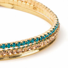 Load image into Gallery viewer, Sparkle &amp; Shine Rhinestone Bracelet Trio - Caribbean Blue Opal/Gold
