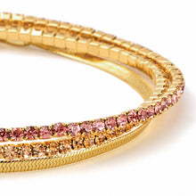 Load image into Gallery viewer, Sparkle &amp; Shine Rhinestone Bracelet Trio - Pink/Gold

