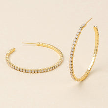 Load image into Gallery viewer, Sparkle &amp; Shine Lg Rhinestone Hoop Earring - Light Gray Opal/Gold
