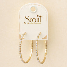Load image into Gallery viewer, Sparkle &amp; Shine Lg Rhinestone Hoop Earring - Light Gray Opal/Gold
