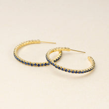 Load image into Gallery viewer, Sparkle &amp; Shine Sm Rhinestone Hoop Earring - Montana Blue/Gold

