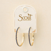 Load image into Gallery viewer, Sparkle &amp; Shine Sm Rhinestone Hoop Earring - Montana Blue/Gold
