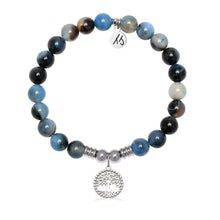 Load image into Gallery viewer, Family Tree Charm with Black and Blue Agate Gemstone Bracelet
