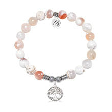 Load image into Gallery viewer, Family Tree Charm with White Natural Agate Gemstone Bracelet
