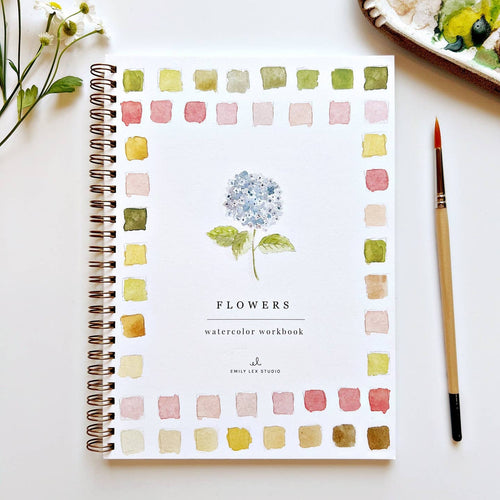 Flowers Watercolor Workbook and Watercolor Paint Set