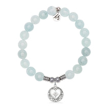 Load image into Gallery viewer, Friendship Heart Charm with Blue Aquamarine Jade Gemstone Bracelet
