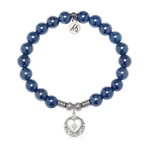 Load image into Gallery viewer, Friendship Heart Charm with Navy Agate Gemstone Bracelet
