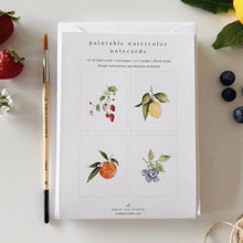 Load image into Gallery viewer, Fruit Paintable Watercolor Notecard Set
