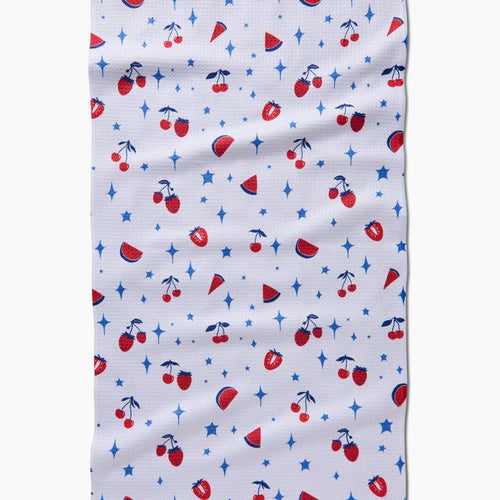 Fruit Sparkle Toss Kitchen Tea Towel by Geometry