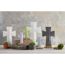 Load image into Gallery viewer, Enamel Standing Cross - Blue 4&quot;
