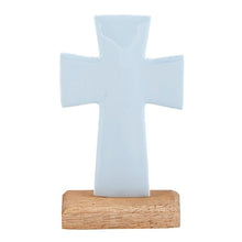 Load image into Gallery viewer, Enamel Standing Cross - Blue 4&quot;
