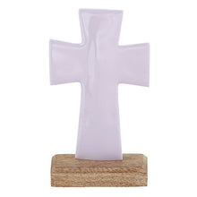 Load image into Gallery viewer, Enamel Standing Cross - Lavender 4&quot;
