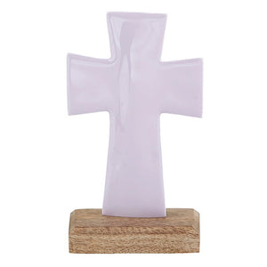 Enamel Standing Cross - Lavender 4"