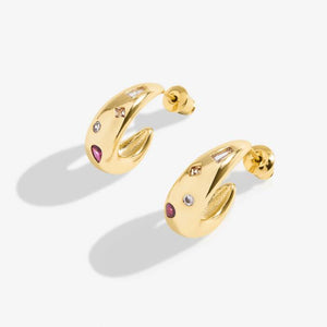 Gem Glow Gem Cluster Hoop Earrings - Gold