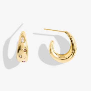 Gem Glow Gem Cluster Hoop Earrings - Gold