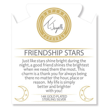 Gold Collection - Aqua Agate Gemstone Bracelet with Friendship Stars Gold Charm