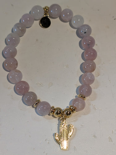 Gold Collection - Madagascar Quartz Bracelet with Cactus Cutout Gold Charm