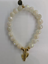 Load image into Gallery viewer, Gold Collection - Moonstone Bracelet with Cactus Cutout Gold Charm
