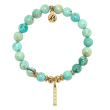 Load image into Gallery viewer, Gold Collection - Peruvian Turquoise Gemstone Bracelet with Intentions Gold Charm
