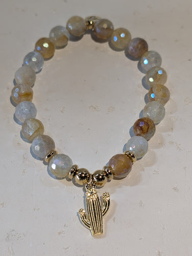 Gold Collection - Sunset Quartz Bracelet with Cactus Cutout Gold Charm
