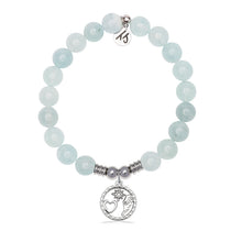 Load image into Gallery viewer, Guiding Angels Charm with Blue Aquamarine Jade Gemstone Bracelet
