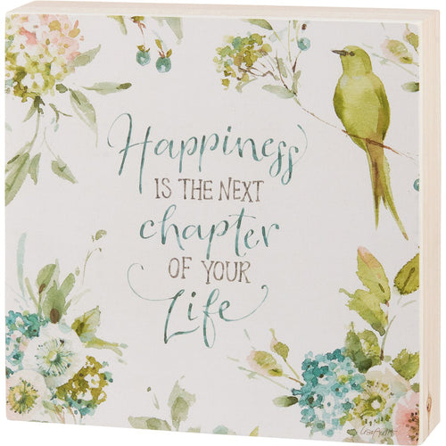 Happiness Is The Next Chapter Box Sign