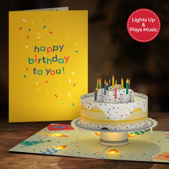 Happy Birthday Confetti Cake Music and Lights Lovepop Card