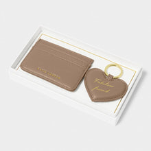 Load image into Gallery viewer, Heart Keychain And Card Holder Set &#39;Fabulous Friend&#39; in Mocha
