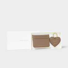 Load image into Gallery viewer, Heart Keychain And Card Holder Set &#39;Fabulous Friend&#39; in Mocha
