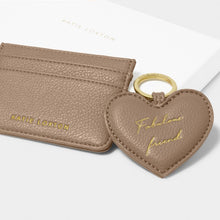 Load image into Gallery viewer, Heart Keychain And Card Holder Set &#39;Fabulous Friend&#39; in Mocha

