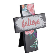 Load image into Gallery viewer, Tabletop Easel Cross - Believe
