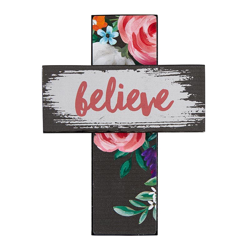 Tabletop Easel Cross - Believe
