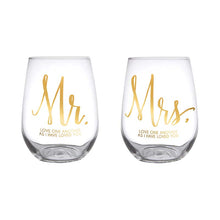 Load image into Gallery viewer, Stemless Glass Set - Mr &amp; Mrs
