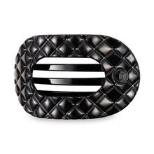 Load image into Gallery viewer, Jet Black Quilted Large Flat Round Hair Clip
