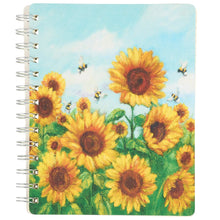 Load image into Gallery viewer, Journal - Sunflower Bees Spiral Notebook
