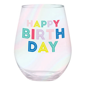Jumbo Wine Glass - Happy Birthday - Multi