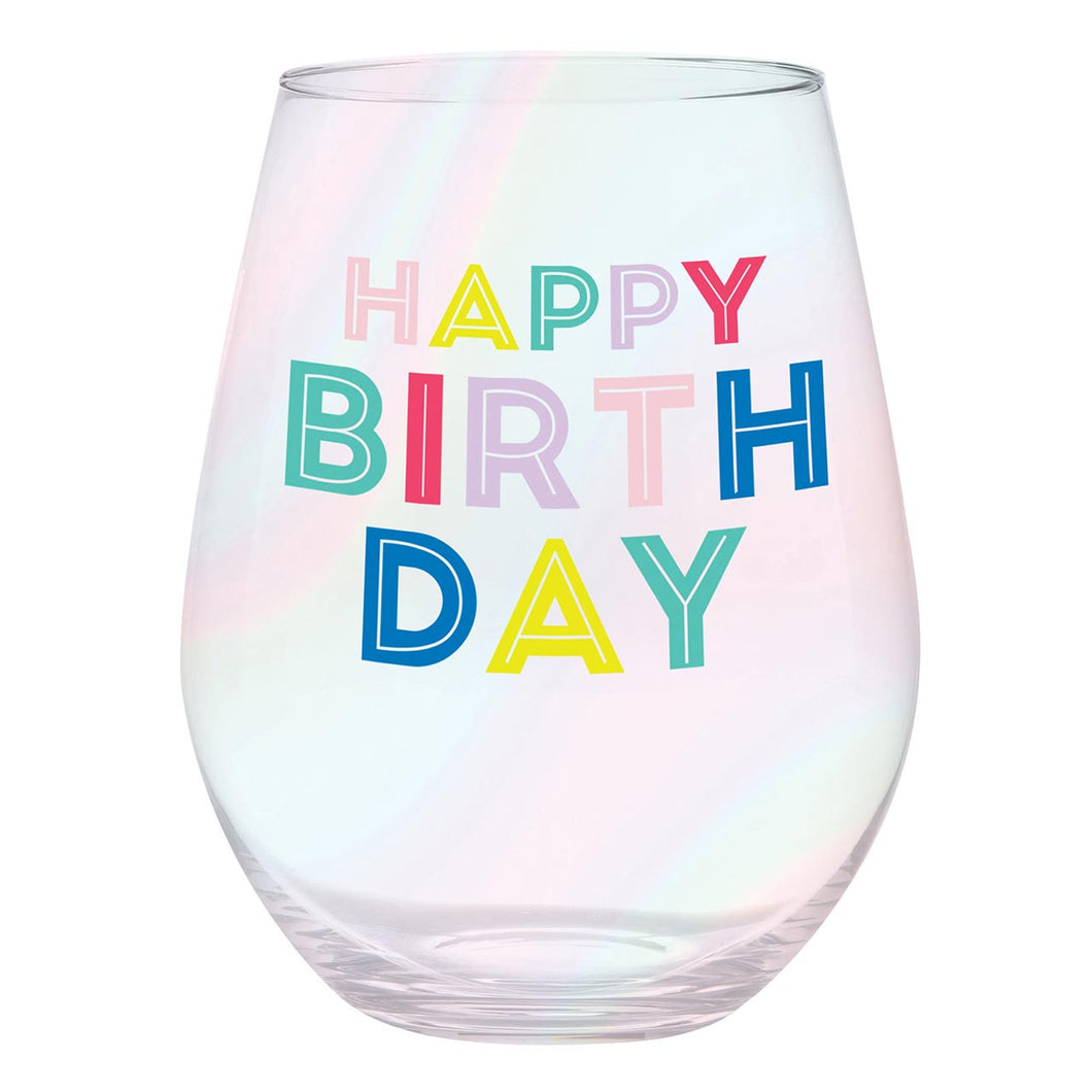 Jumbo Wine Glass - Happy Birthday - Multi