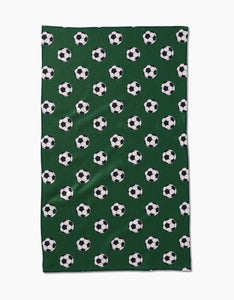 Kick Off Soccer Kitchen Tea Towel by Geometry