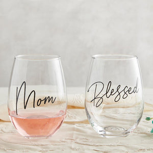 Stemless Wine Glass - Blessed