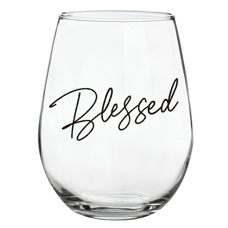 Stemless Wine Glass - Blessed