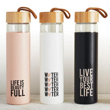 Load image into Gallery viewer, Glass Water Bottle - Live Your Best Life

