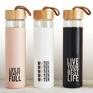Glass Water Bottle - Live Your Best Life