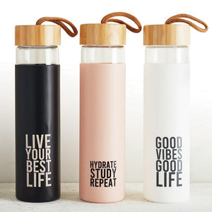 Glass Water Bottle - Live Your Best Life