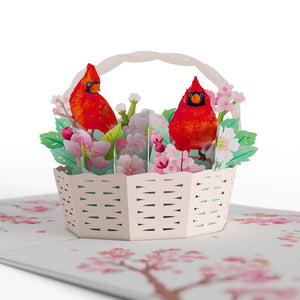Cherry Blossom Basket with Cardinals Lovepop Card