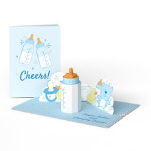 Load image into Gallery viewer, Poppin' Bottles and Changing Diapers New Baby Lovepop card
