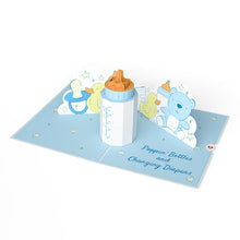 Load image into Gallery viewer, Poppin' Bottles and Changing Diapers New Baby Lovepop card
