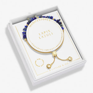 Lapis Lazuli Manifestones Adjustable Bracelet In Gold-Tone Plating