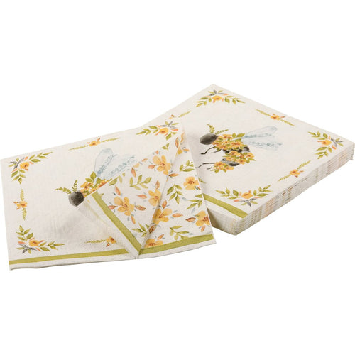 Large Floral Bee Dinner Napkin