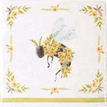 Load image into Gallery viewer, Large Floral Bee Dinner Napkin
