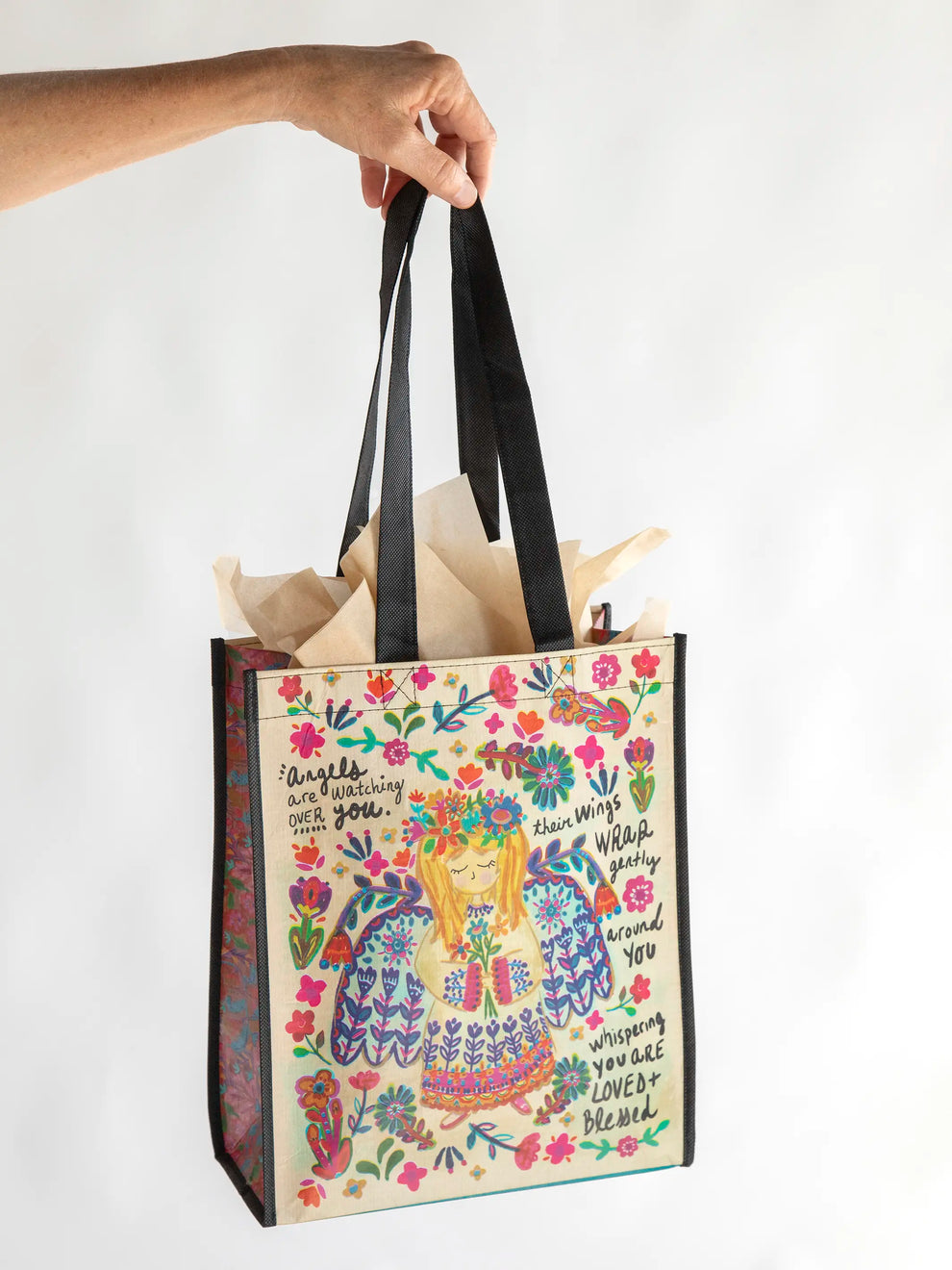 Large Tote - Angels Watching Happy Bag